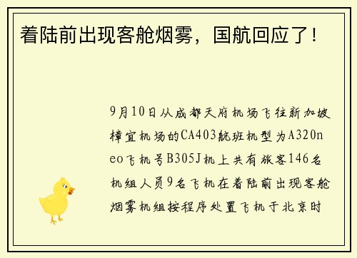 着陆前出现客舱烟雾，国航回应了！