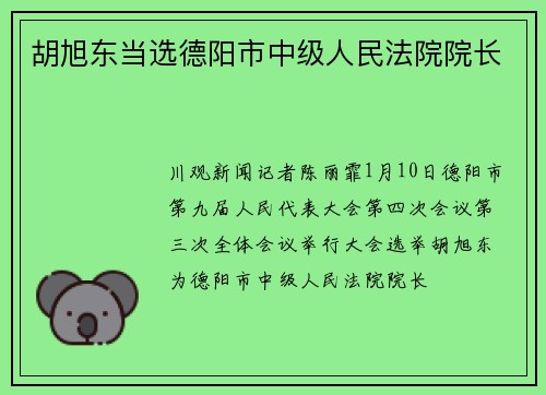 胡旭东当选德阳市中级人民法院院长