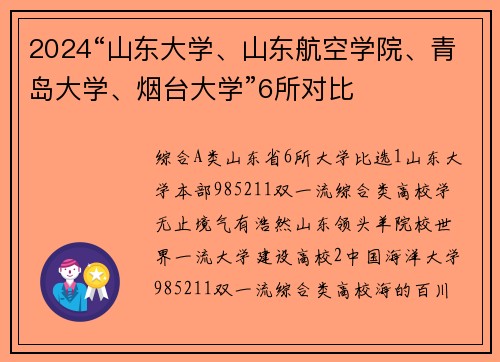 2024“山东大学、山东航空学院、青岛大学、烟台大学”6所对比